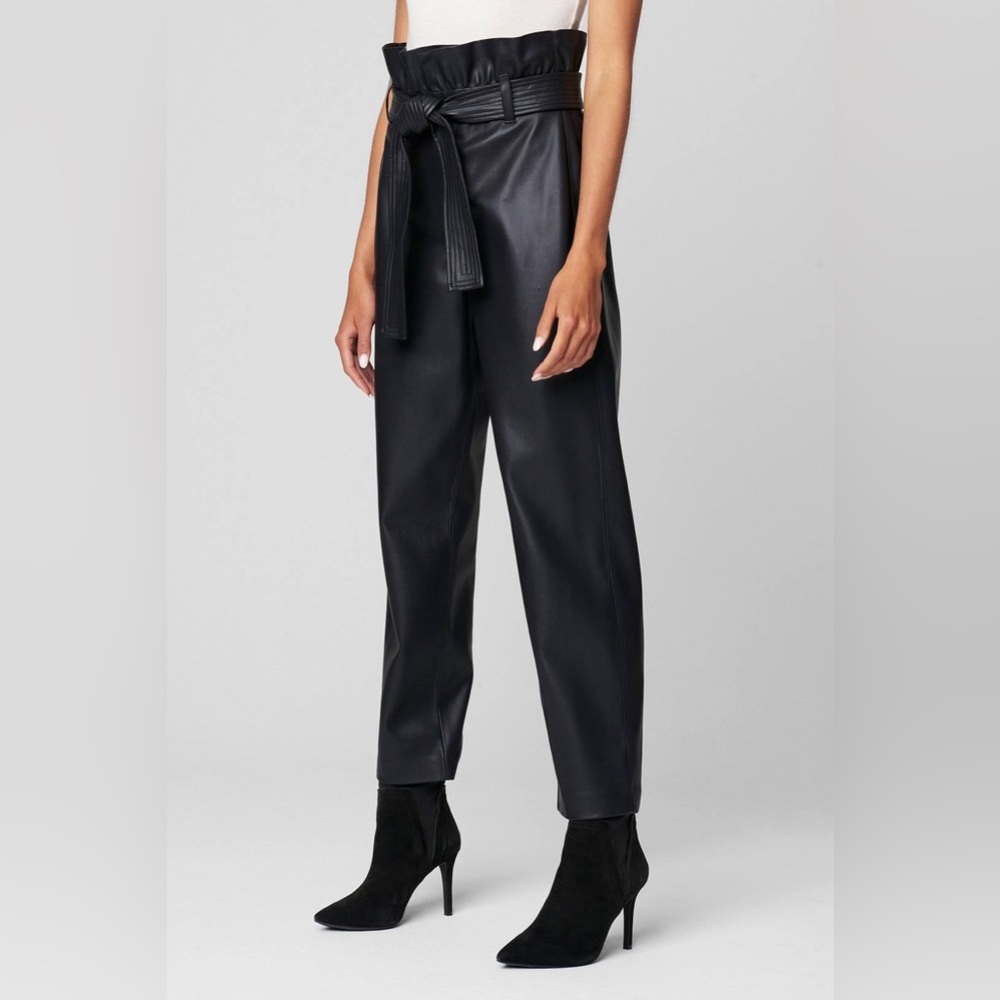 NWT Faux Black Leather Paperbag Pants-Size Medium